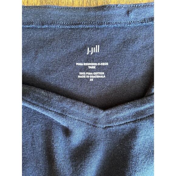 J Jill Pima 100% Pima Cotton Navy Blue Rounded V-Neck Tank Top 2XL Womens - Picture 3 of 3